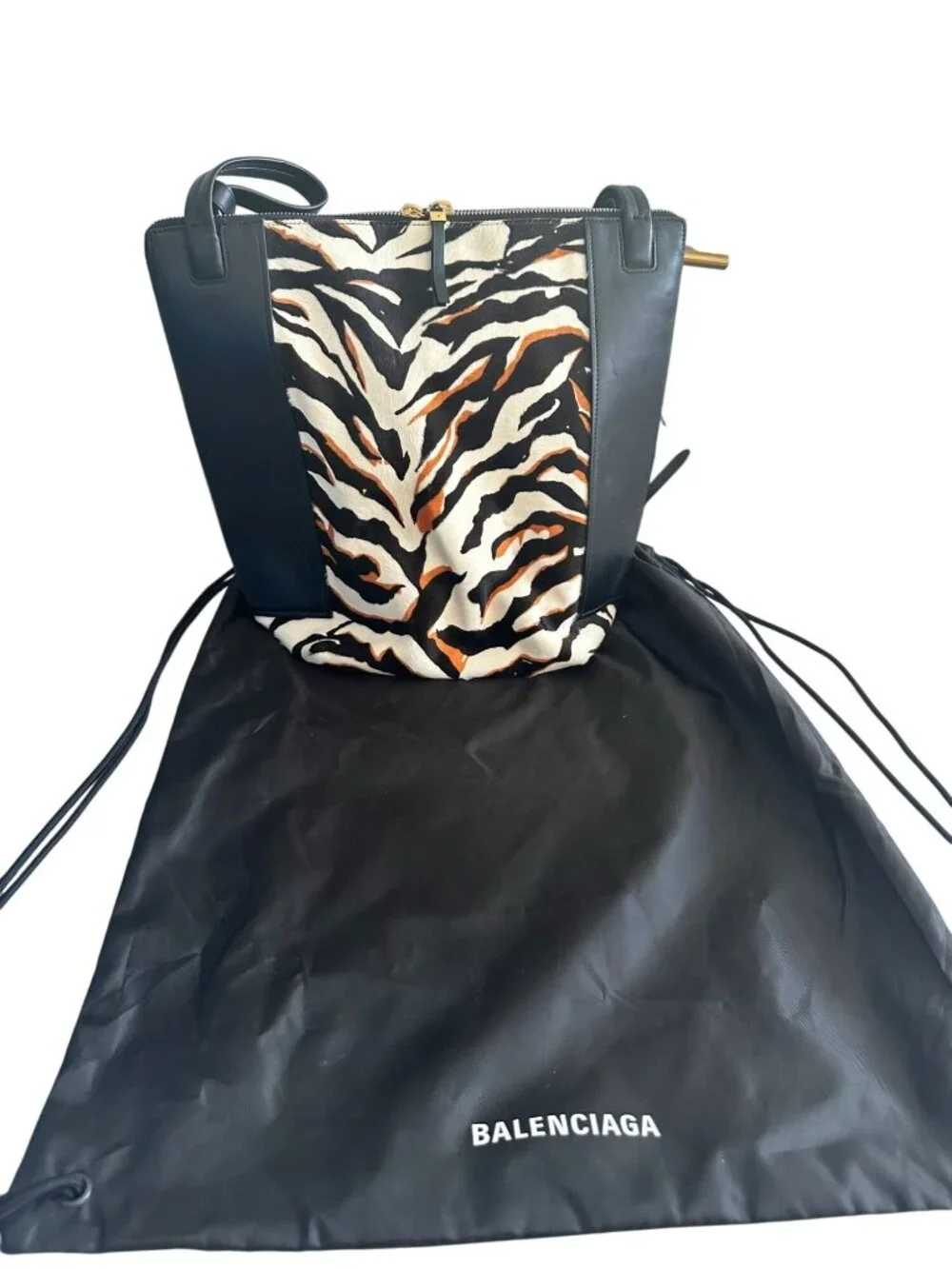 BALENCIAGA Limited Bergdorf Goodman 111th Aniv Zebra CalfHair Kendall Bucket Bag - Picture 2 of 16